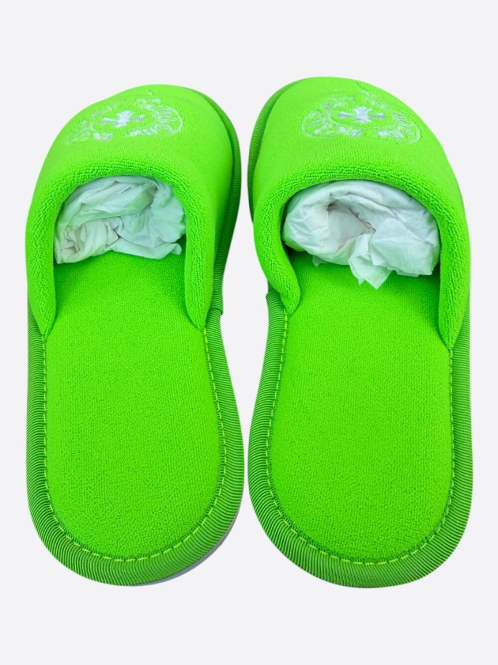 Chrome Hearts Green & White Miami Horseshoe Logo Slippers - Picture 3 of 7